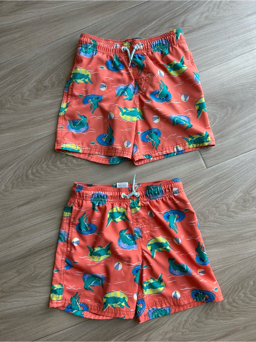 wonder nation Coral Swim Shorts with Blue & Green Shark Print
